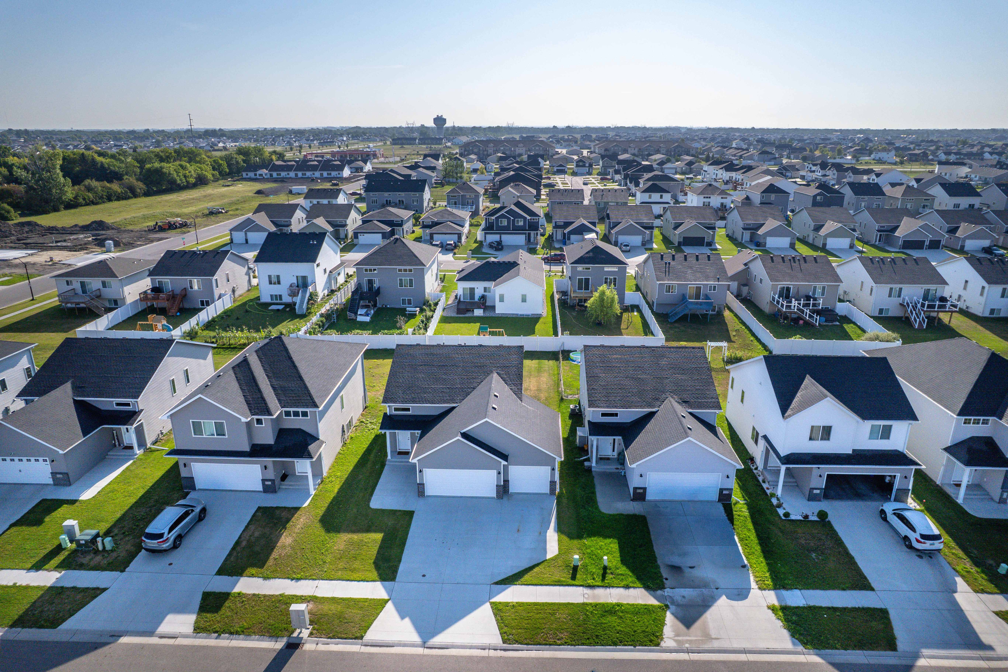 A residential street in south Fargo, North Dakota