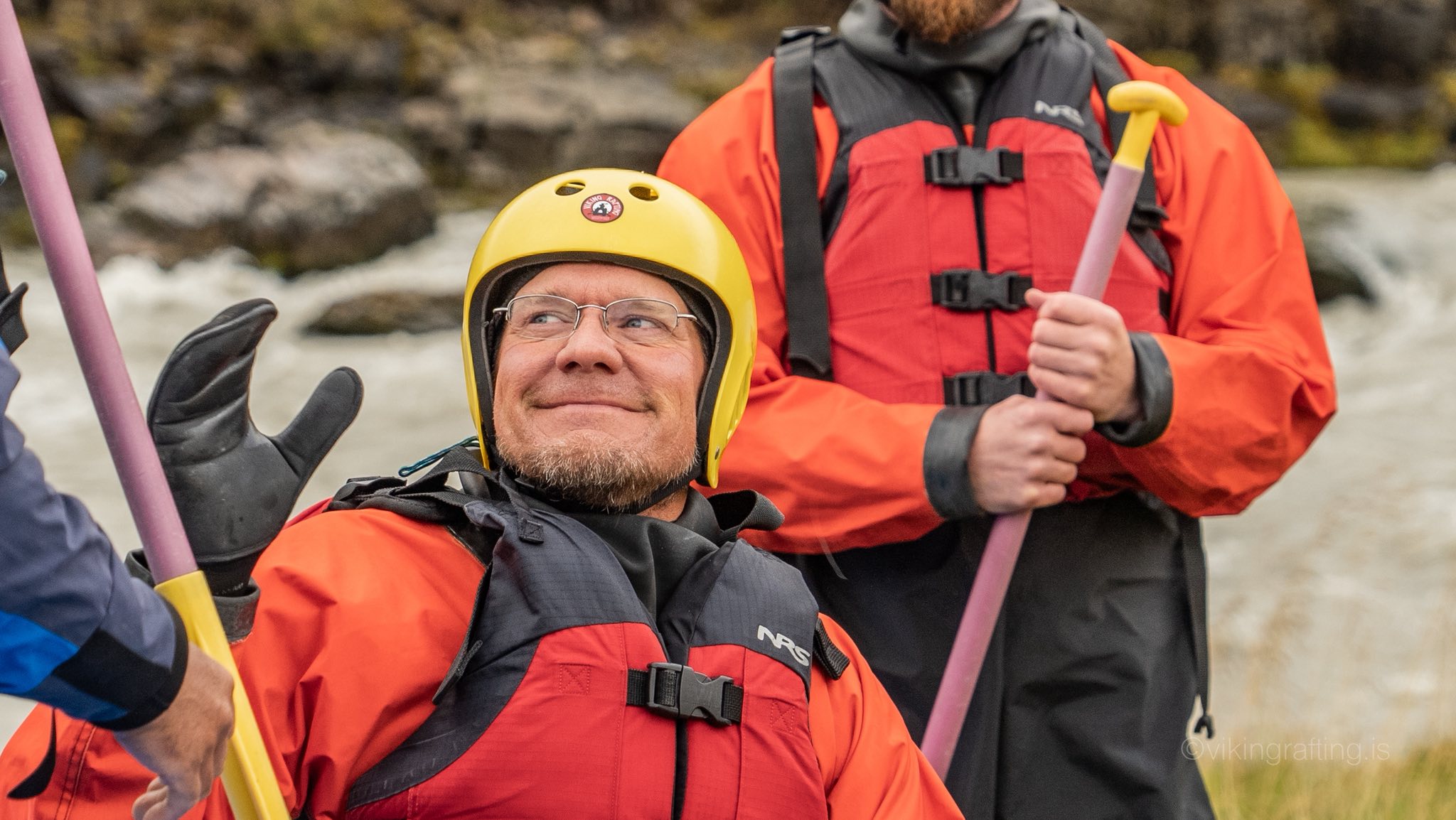 Jeremy Nies working as a whitewater rafting guide near Glacier National Park