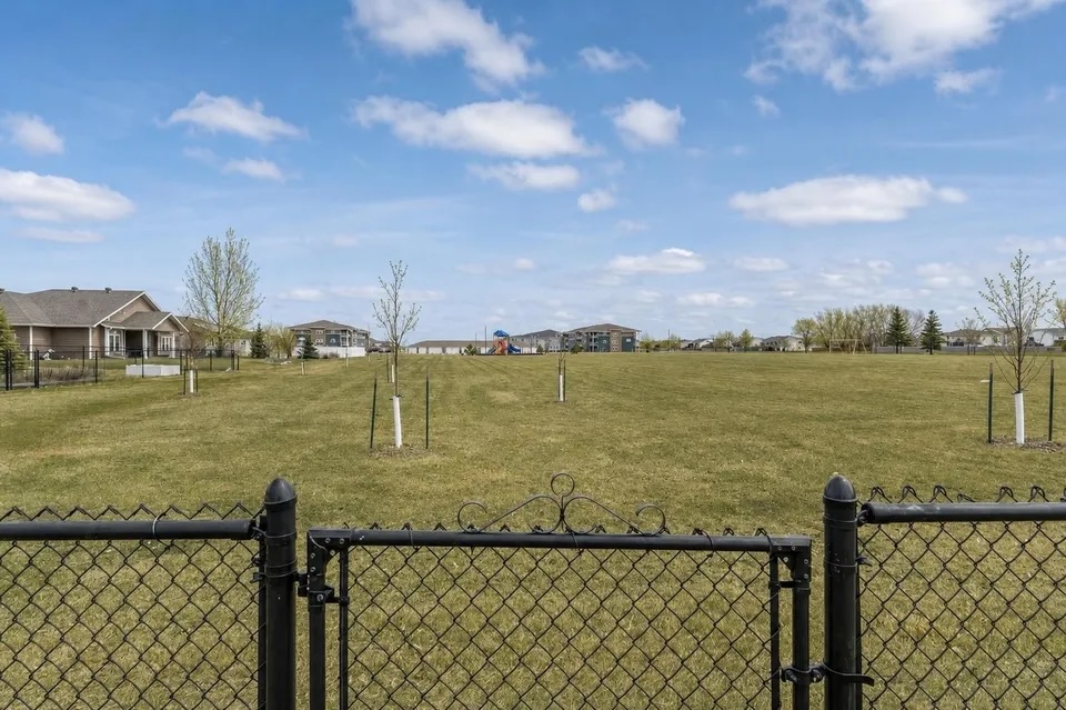 The backyard, backing up to a soccer field